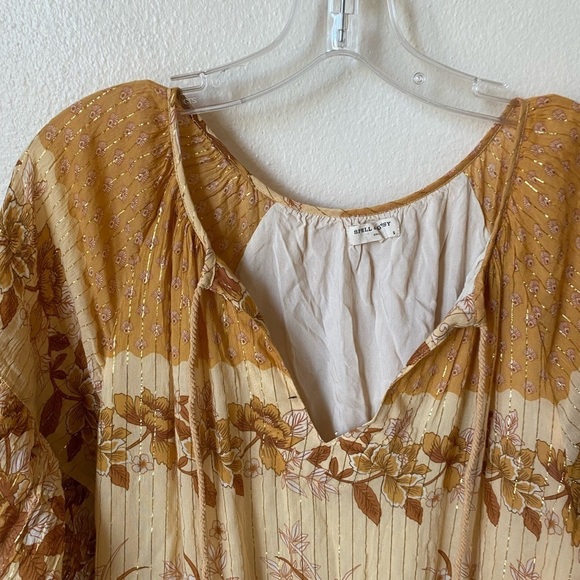 Spell and the Gypsy Coco Lei Mumu Dress in Burnt Yellow Size S BOHO Bohemian - Picture 3 of 9